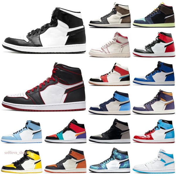 

mens 1 high og 1s basketball shoes university blue patent bred heritage brotherhood georgetown dark mocha black white shattered backboard me, White;red