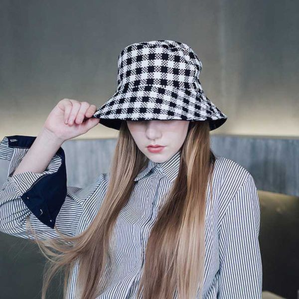 

stingy brim s double-sided fisherman fashion summer ladies sun tide dots printing wild basin cap hip hop bucket hat general bonnet 0929, Blue;gray