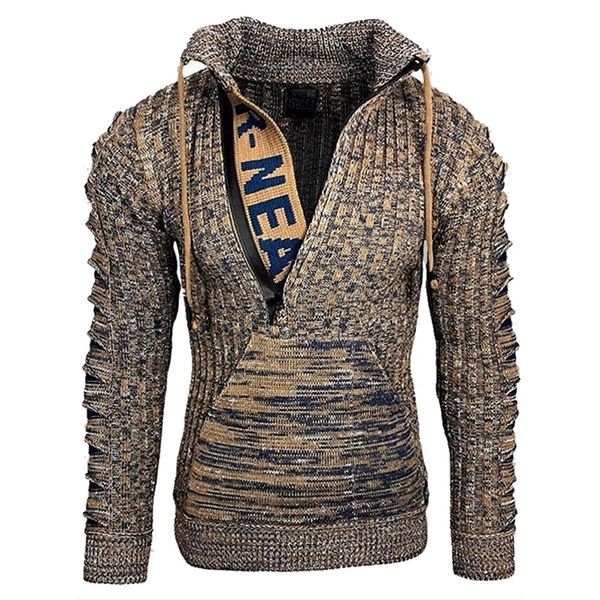

men's sweaters autumn winter hooded men slim neck sweater long-sleeved shirt male knitwear mens clothes 220930, White;black