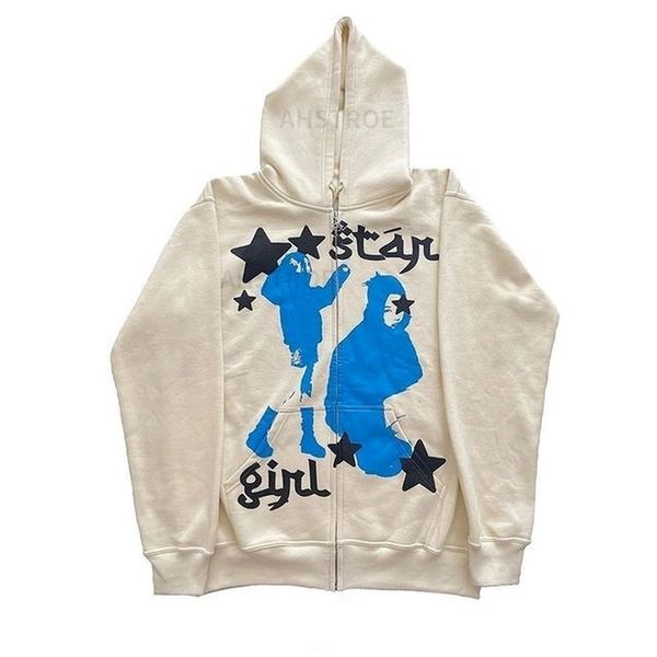 

women's hoodies sweatshirts letter printed harajuku vintage high street goth sweatshirt loose zip up hoodie long sleeve clothes 220930, Black