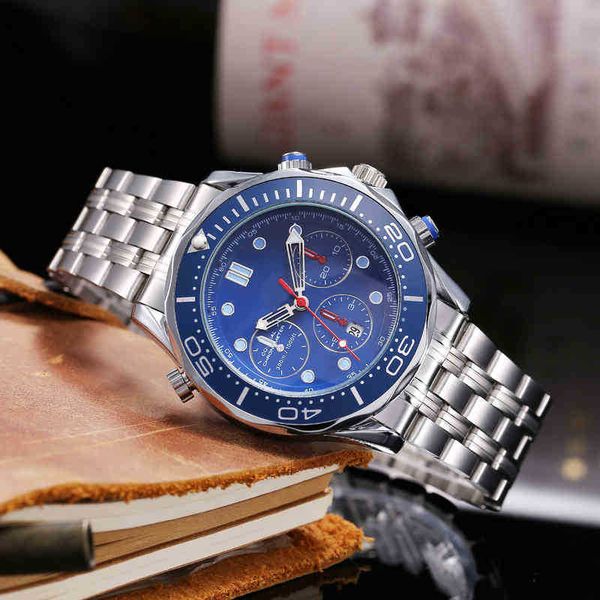 

luxury fashion designer watches men's 300 three eye ordinary 6-pin quartz delivery, Slivery;brown