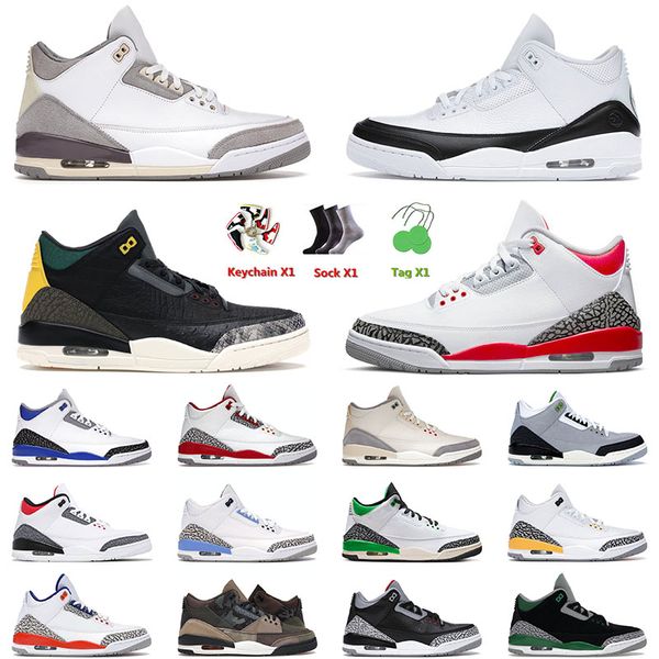 

3 3s iii men basketball shoes fragment x medium grey cardinal red lucky green laser orange georgetown cool grey patchwork sneakers trainers