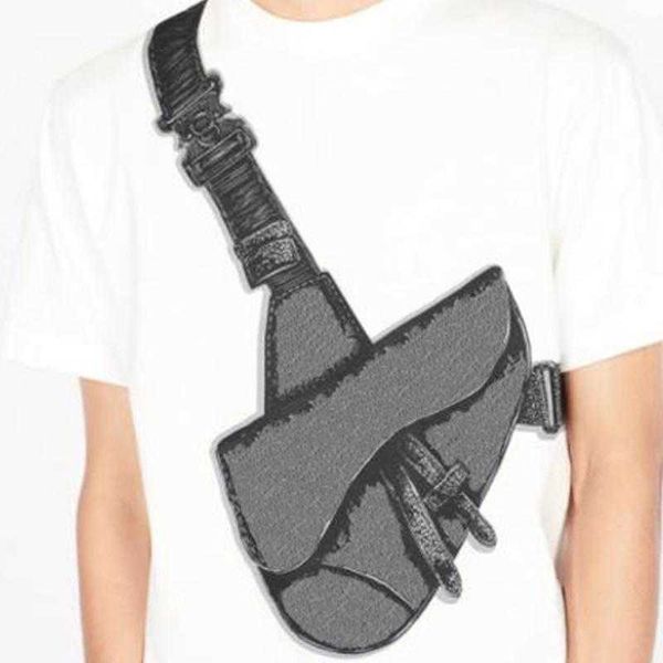 

20ss saddle bag printed tee fashion high street short sleeves summer casual t-shirt solid color breathable men women crew neck, White;black