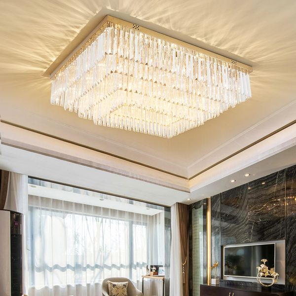 

luxury crystal ceiling lights modern rectangular lamps for living room simple bedroom l clubhouse chandelier lighting atmospheric household