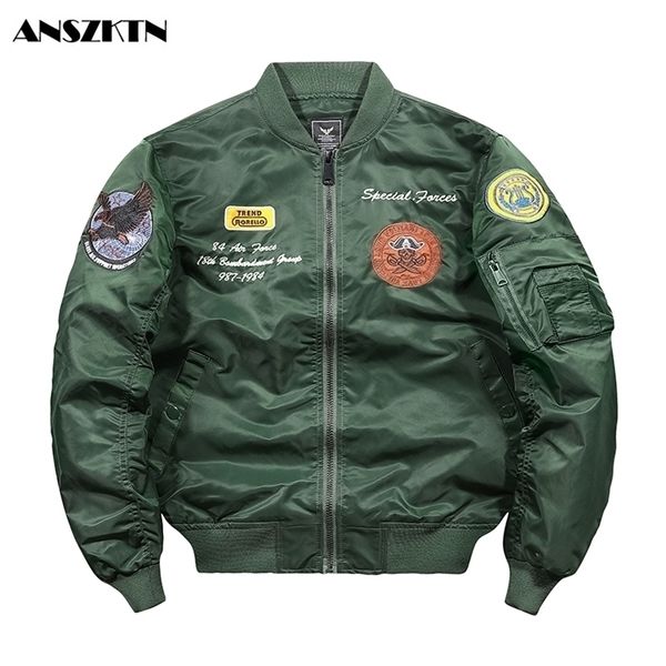 

mens jackets anszktn aw vintage usafa men thin clothes brands military air force one army ma1 bomber flihgt jacket pilot 220929, Black;brown