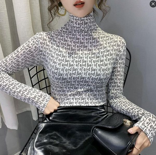 

womens designer half turtleneck sweaters kawaii geometric patterns v apes pullover long sleeve sweatshirts plus velvet bottoming shirt, White;black
