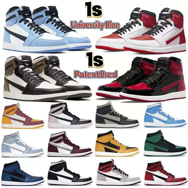 

1 1s sports basketball shoes for men women size 36-46 jumpman racer blue seafoam university blue visionaire patent bred carbon fiber