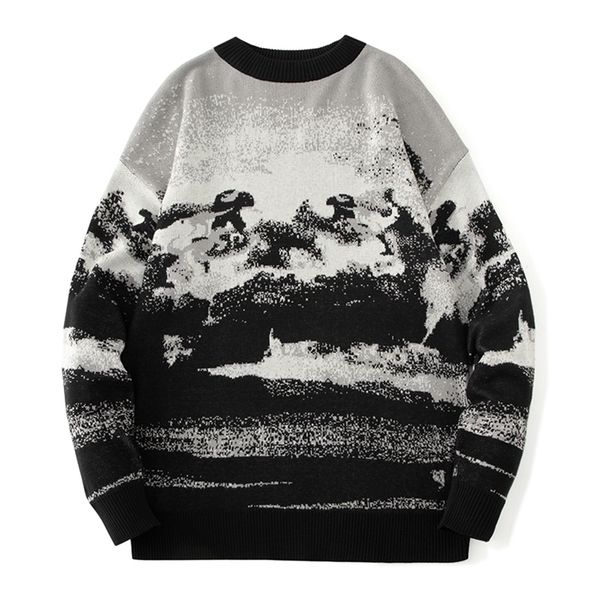 

men's sweaters autumn winter casual sweater men loose harajuku style round neck long sleeve mens fashion pullovers trendy 220930, White;black