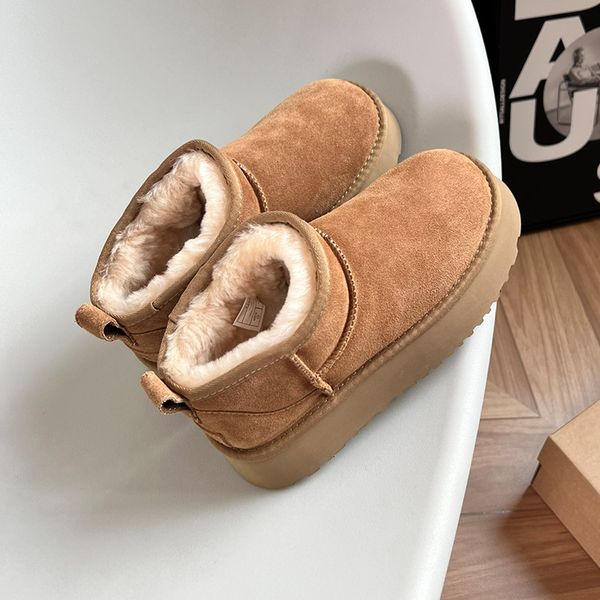 

boots ultra mini boot designer woman platform snow boots australia fur warm shoes real leather chestnut ankle fluffy booties for women, Black