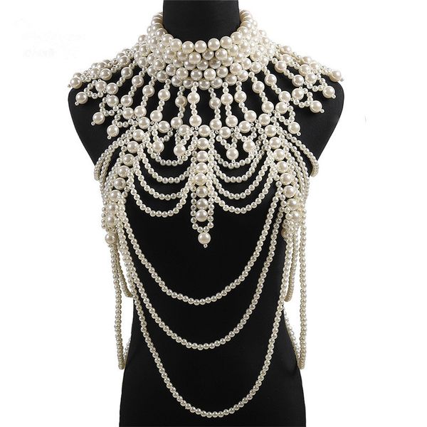 

belly chains dvacaman vintage simulated pearl large statement jewelry wedding party luxury exaggerated accessories body drop 220930, Silver