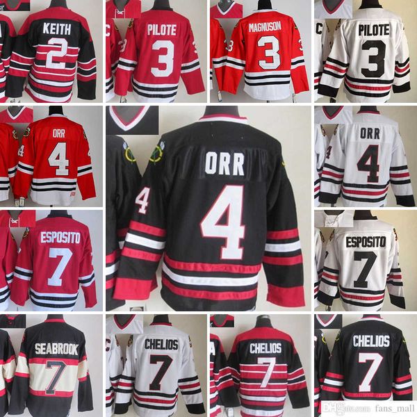 

movie ccm vintage ice hockey 7 brentseabrook jerseys stitched 3 pierre pilote 4 bobby orr 2 duncan keith 7 chrischelios 24 martin havlat jer, Black;red