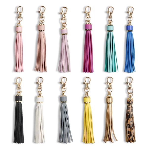 

cross-border pu leather tassel pendant key ring multi-color optional, Silver