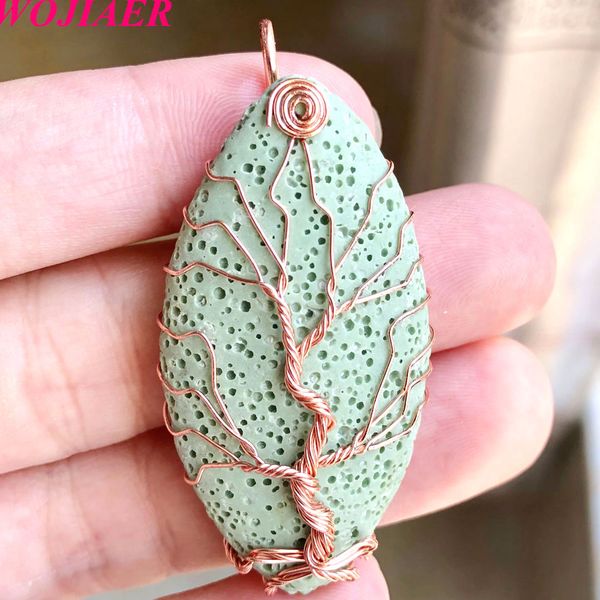 

natural stone pendant tree of life wire wrap volcanic horse eye charms for making diy jewelry necklace bracelet bv912, Silver