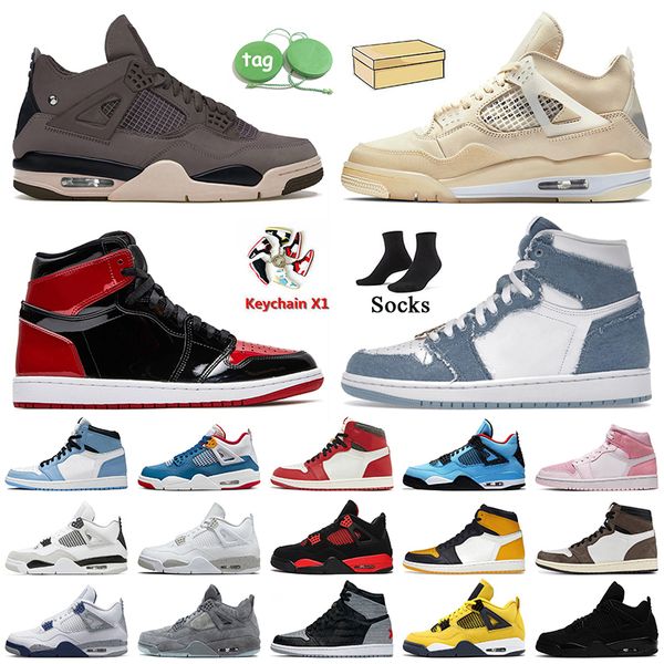 

4s a ma maniere jumpman 4 basketball shoes sail denim 1s lost found 1 taxi patent bred dark mocha women mens trainers military black cat