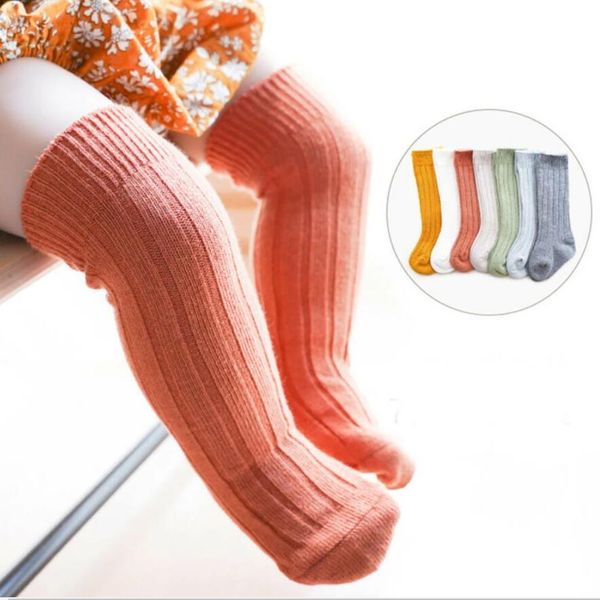

spring new boy and girls socks solid color ribbed knee high long socks for boys bootes sock children leg warmers sockken meias, Pink;yellow