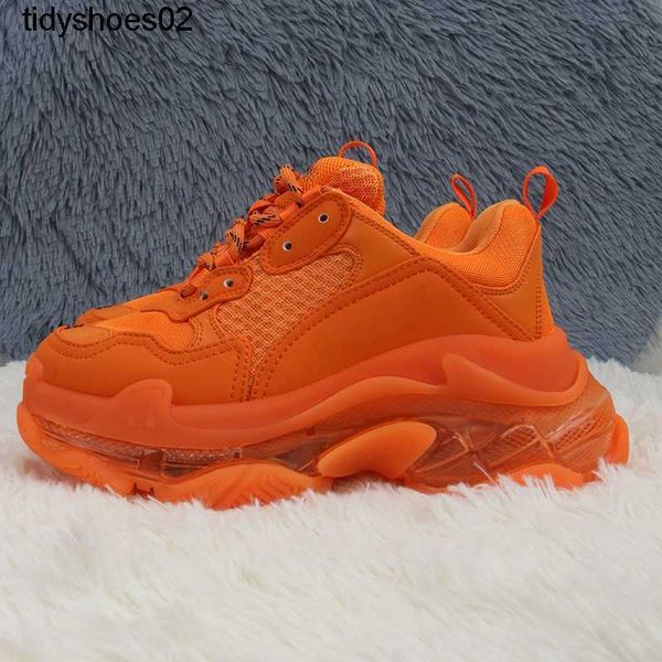 

daddy's shoes spring and autumn 2022 new paris orange transparent lace up air cushion shallow mouth round head casual shoes