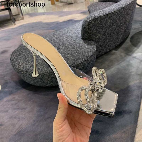 

luxury designer sandals transparent high-heeled shoes women rhinestone butterfly dew toe thin heel pvc sandal square head high-heeled summer, Black