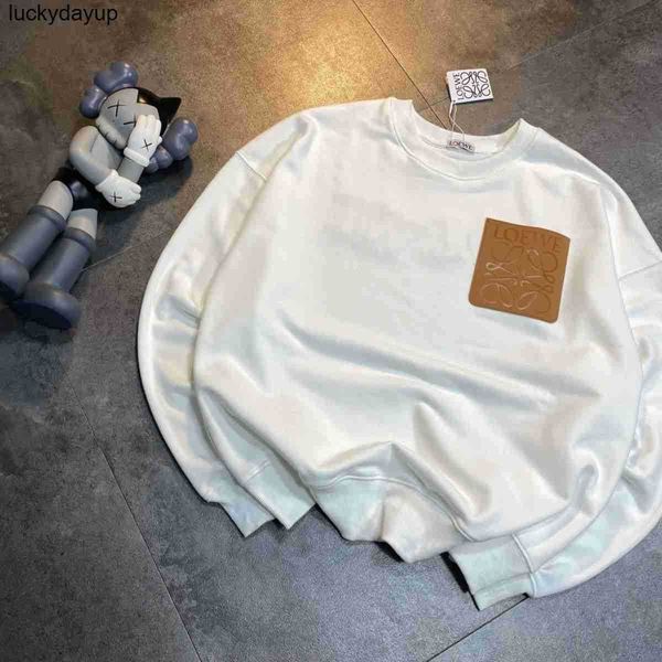 

new men's designer hoodies loewess sweatshirts winter embroidered round neck sweater pure cotton, Black