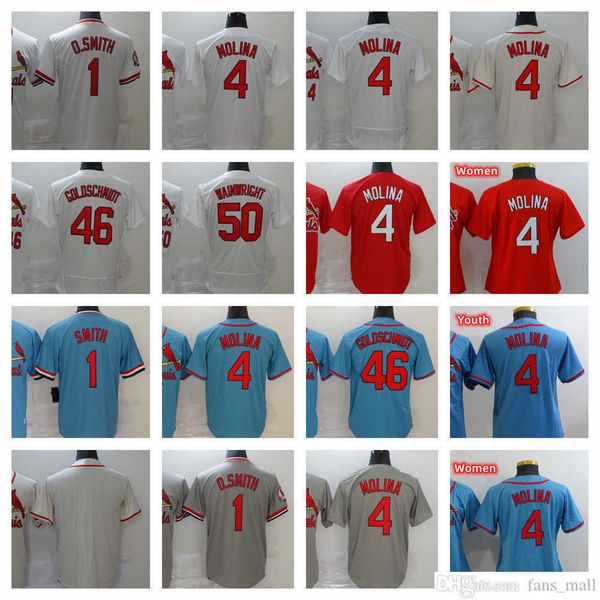 

2022-23 new baseball jersey stitched 4 yadier 46 paul molina goldschmidt 1 ozzie 50 adam smith wainwright jerseys men size s--xxxl home away, Blue;black
