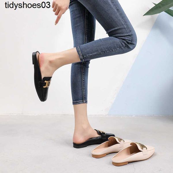 

designer english wind british style small leather shoes soft leather fried dough twist button loafers tod1s comfortable and convenient half, Black