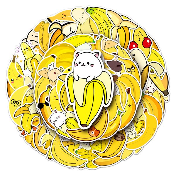 

50pcs/lot mixed skateboard stickers banana fruit for car lappad bicycle motorcycle helmet ps4 phone decal pvc guitar sticker