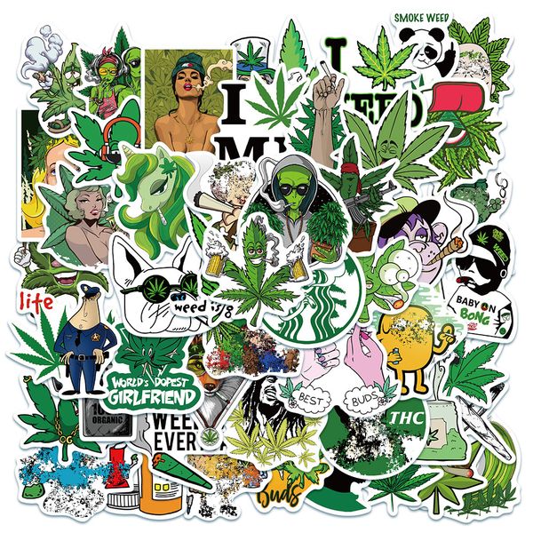 

50pcs weed smoking stickers waterproof sticker graffiti for luggage lapskateboard motorcycle bicycle stickers