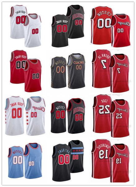 

75th mens womens youth chicago''bulls''19 marko simonovic 25 tyler cook 7 troy brown jr. 14 malcolm hill custom basketba, Black;red