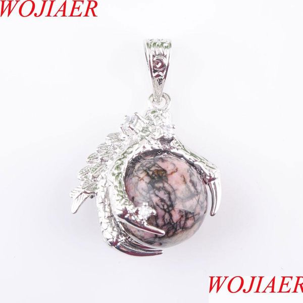 

pendant necklaces natural dragon claw pendant round rhodochrosite stones pendum necklace for men women jewelry reiki amet gift n3110 dhfe5, Silver