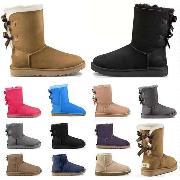 

designer fashion classic plush boot winter mini australia australian furry satin booties winter short half warm snow boots women womens, Black