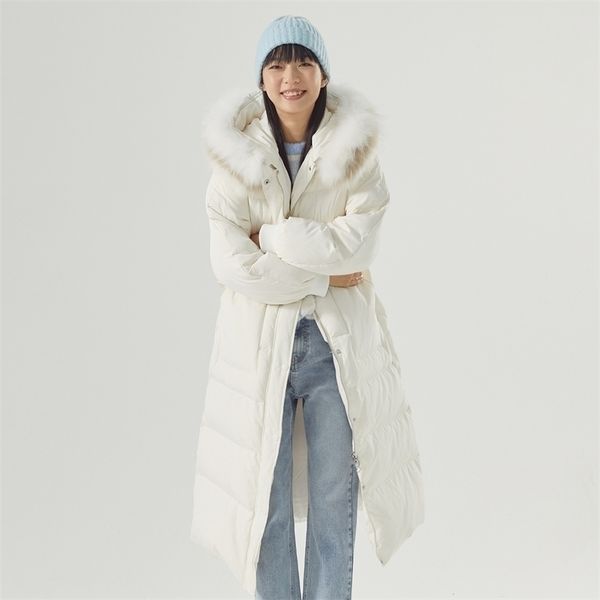

womens down parkas metersbonwe hooded parker jacket women thick winter coat female long fashion outerwear warm jackets raccoon brim 220929, Black