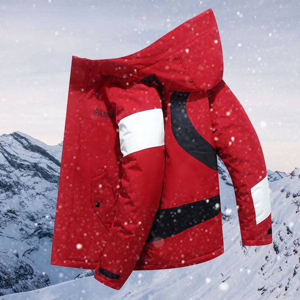 

winter new men white duck down jacket warm thicken mens casual parka coat mens puffer parkas outerwear windproof clothing, Black;brown