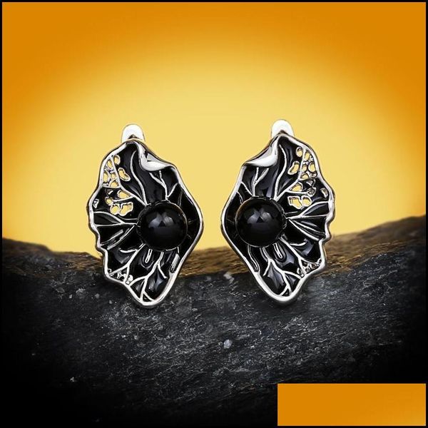 

stud stud black pearl earrings for women hollow leaf vintage ladies wedding earing italy jewelry 2022 drop delivery 2021 dayupshop dhpob, Golden;silver