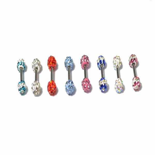 

labret lip piercing jewelry belly chains 50pcs stainless steel earrings full colorful crystal studs uper bar piercing body jewelry 220930, Black