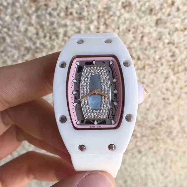 

luxury mens mechanical watch richa milles business leisure rm07-01 fully automatic white ceramic tape womens trend swiss movement ymon, Slivery;golden