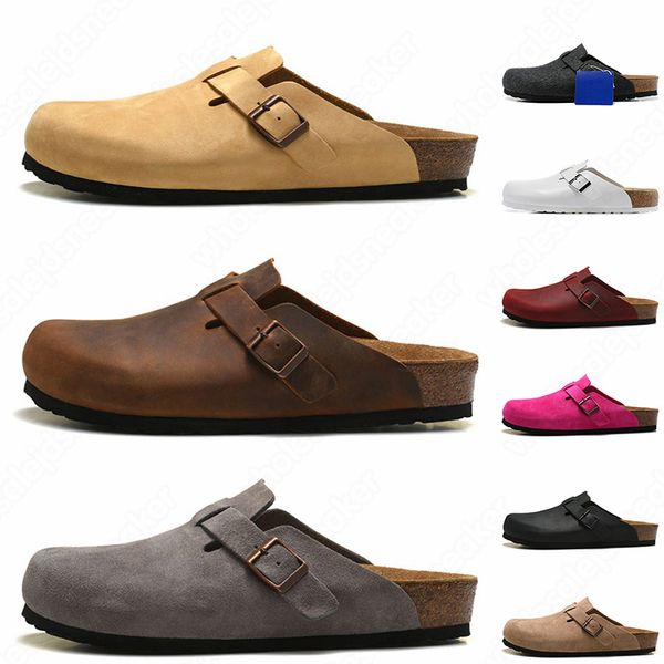 

fashion sandals slippers slide shoes men women clogs suede leather buckle strap trainers designer woody mens womens clog sneakers 36-45, Black