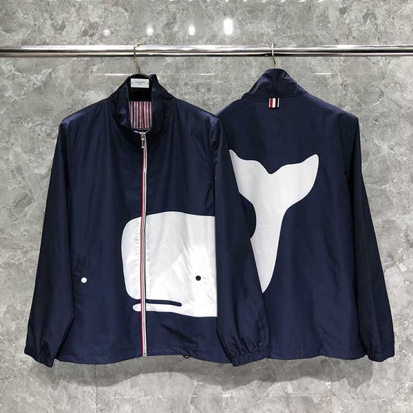 

tb thom jackets autunm winter man's jacket fashion outdoors sport coats navy classic sheer ripswhite whale zip-up clothing, Black;brown