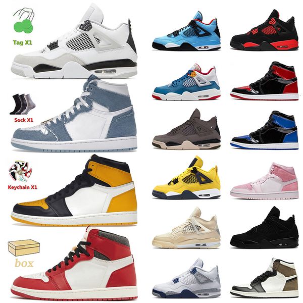 

military black cat denim 1s basketball shoes jumpman 1 high og taxi lost found midnight navy 4s 4 patent bred military red thunder a ma