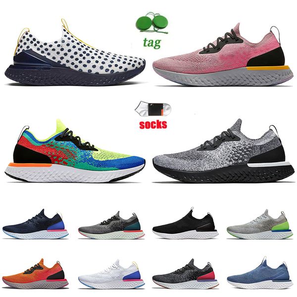 

mens women epic react running shoes fly knit v1 v2 fashion 2022 mesh triple black white olive belgium pewter pink grey off designer jogging