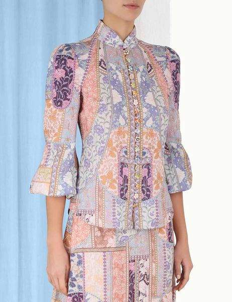 

women's blouses & shirts 2022 luxury designer designed new button placket stand collar mini dress in autumn and winter, White