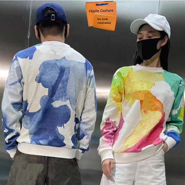 

2021 men's hoodies fashion colorful pattern print pullover hip hop couple sweatshirts loose breathable hoodie spring autumn s265h, Black