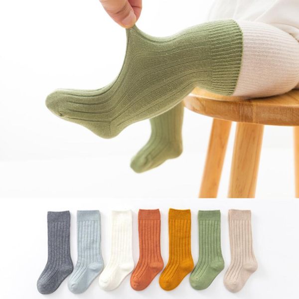 

boys and girls cotton socks casual ribbed knee high baby long tube socks bootes sock children leg warmers socken, Pink;yellow