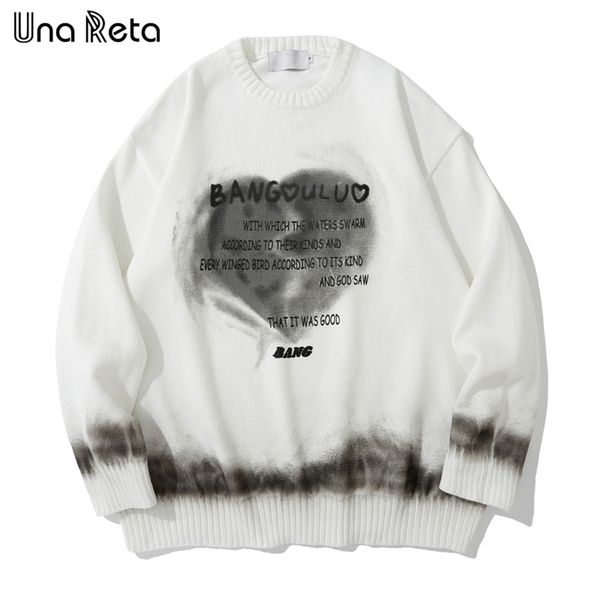 

men's sweaters una reta hip hop tie-dye print streetwear casual pullover autumn winter harajuku loose 220930, White;black