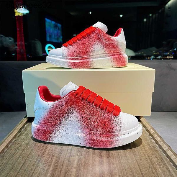 

men's shoes hand-painted graffiti new glimequinss small white shoes women's leather muffin thick sole versatile lovers' shoes