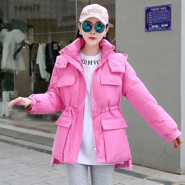 

2022 winter down jacket loose women's cotton coat korean fashion cottons padded jacket parkas, Black