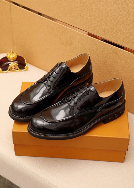 

men formal business brogue shoes men's fashion lace up casual loafers male brand wedding party dress shoes size 38-45, Black