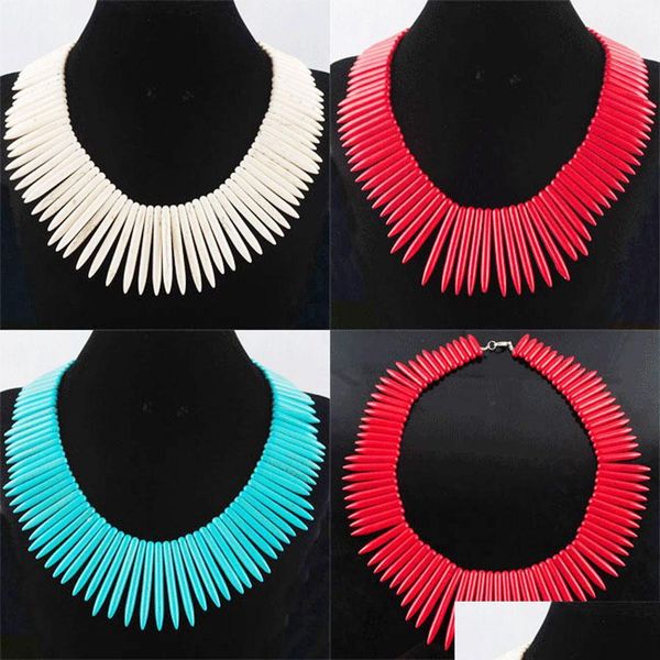 

beaded necklaces vintage blue turquoise gem stone graduated stick necklace around the neck beads 17.5 inches mens women jew mjfashion dhwap, Silver