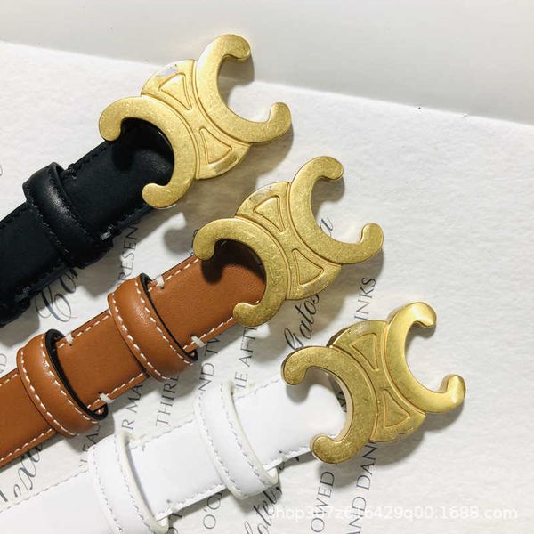 

celins belts new 2.5 wide bronze buckle two-layer leather arc de triomphe fashion jeans decoration, Black;brown