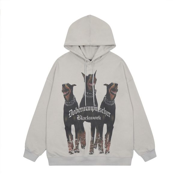 

hip hop sweatshirt mens hoodie streetwear doberman dog print oversized pullover hooded 2022 autumn harajuku casual loose hoodies, Black