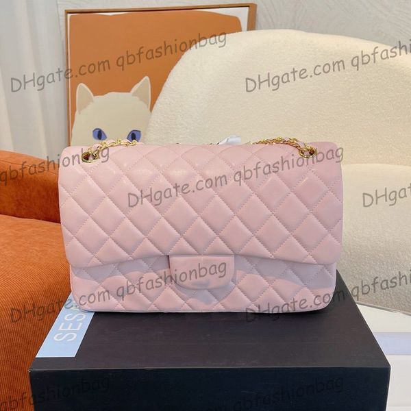 

womens jumbo lambskin classic c quilted bags double flap real leather purse 6colocrs pochette ghw crossbody shoulder f/w messenger r sacoche