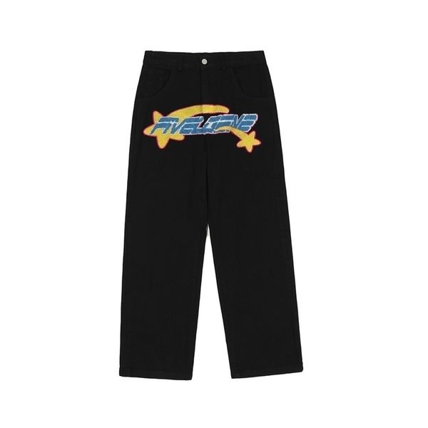 

mens jeans arrival letter embroidery hip hop men wide leg jeans trousers punk straight casual baggy denim pants pantalones hombre 220930, Blue